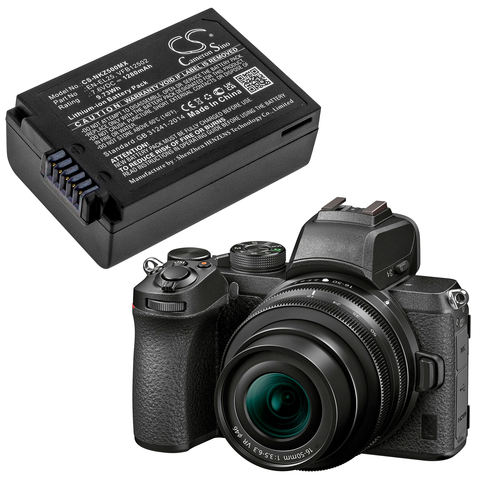 Batteri til Nikon Z50 / Z FC / Z30 – 1280 mAh Kompatibelt Erstatningsbatteri i Originalkvalitet