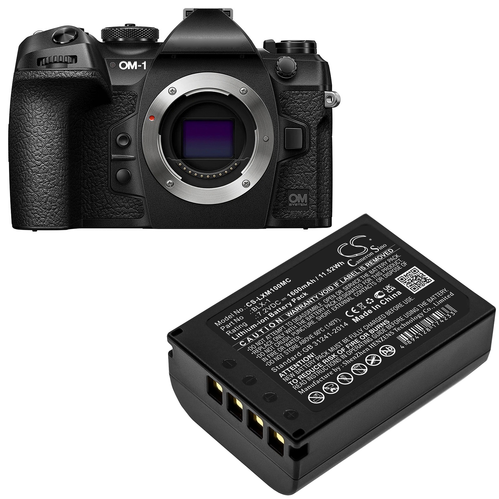 Batteri til Olympus OM-1 – 1600 mAh Kompatibelt Erstatningsbatteri i Originalkvalitet