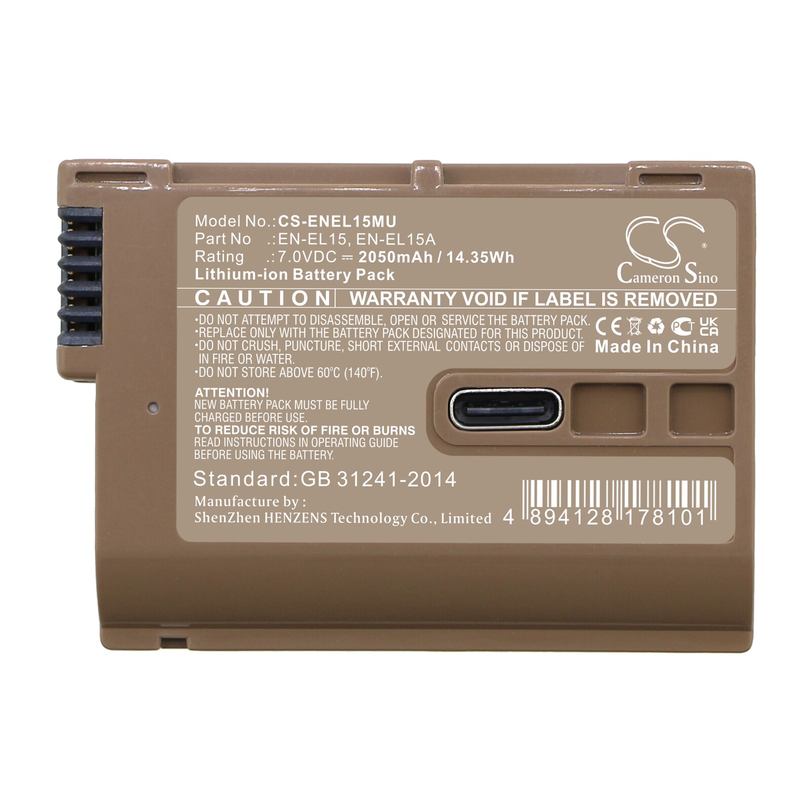 Batteri til kamera for Nikon Coolpix D7000, D800, Digital SLR D800 osv.