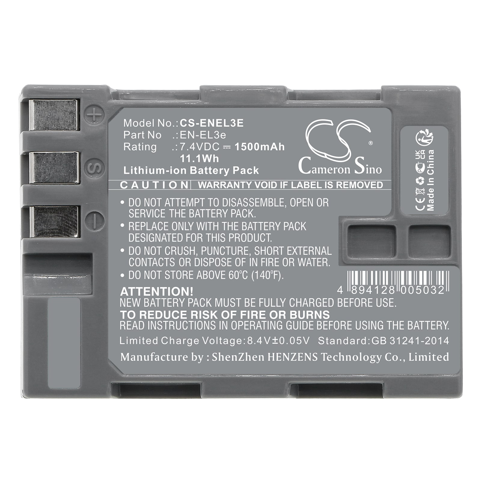 Nikon EN-EL3e Batteri – 1500 mAh 7,4 V Li-ion for D-serien