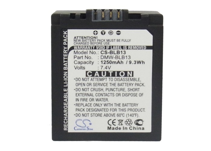 Batteri til kamera for Panasonic Lumix DMC-G1 SLR, Lumix DMC-G1, Lumix DMC-GF1 og andre.