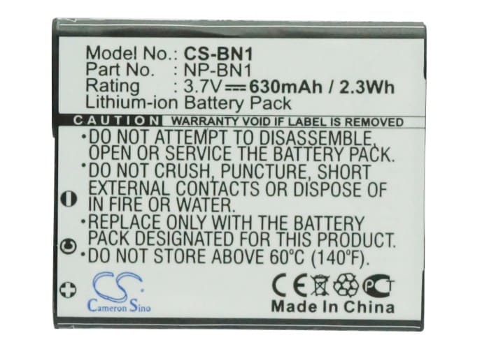 Batteri til Sony Cyber-shot – 630 mAh NP-BN1 Li-ion 3,7 V