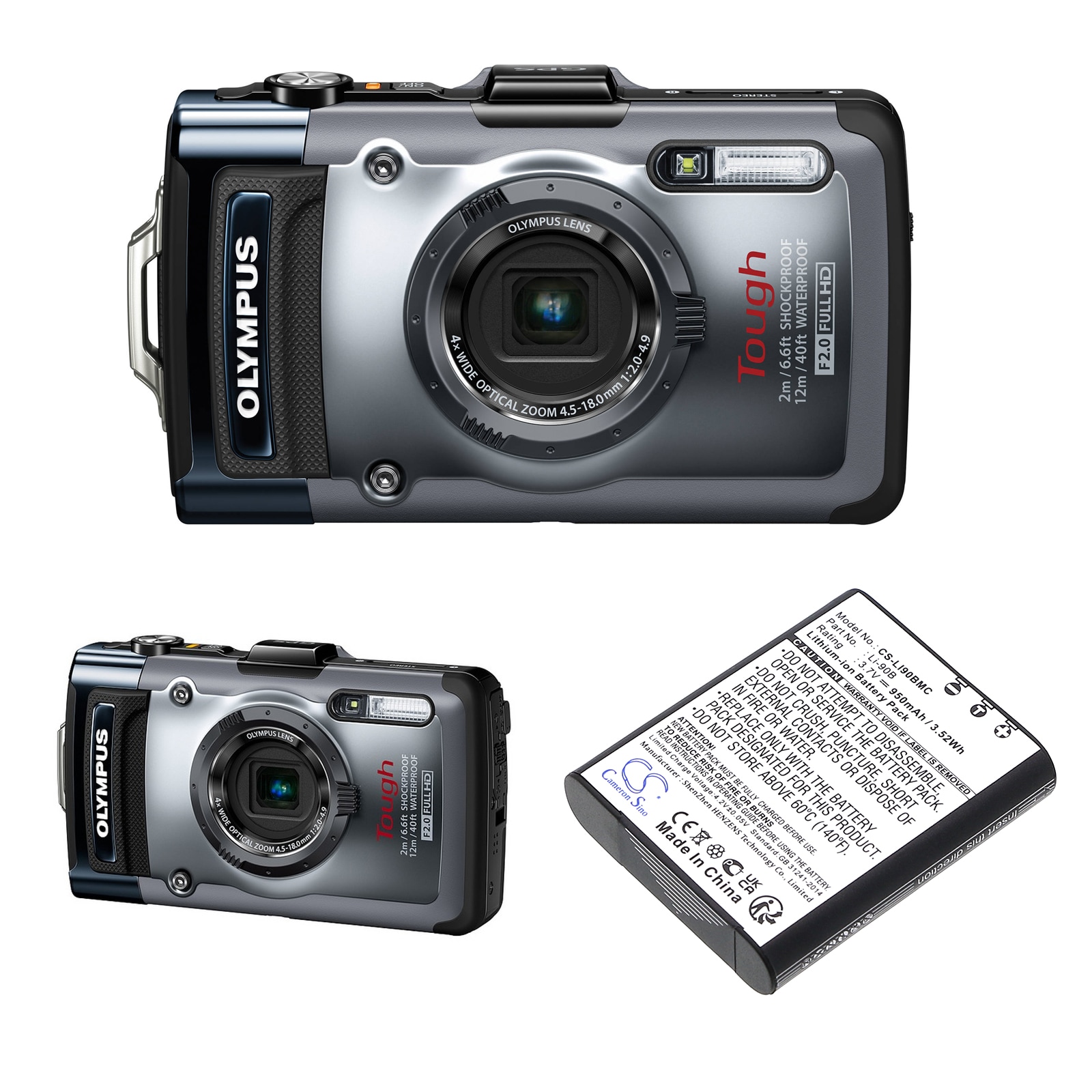 Batteri til kamera for Olympus Tough TG-1, TG-1, Tough TG-1 iHS og andre.