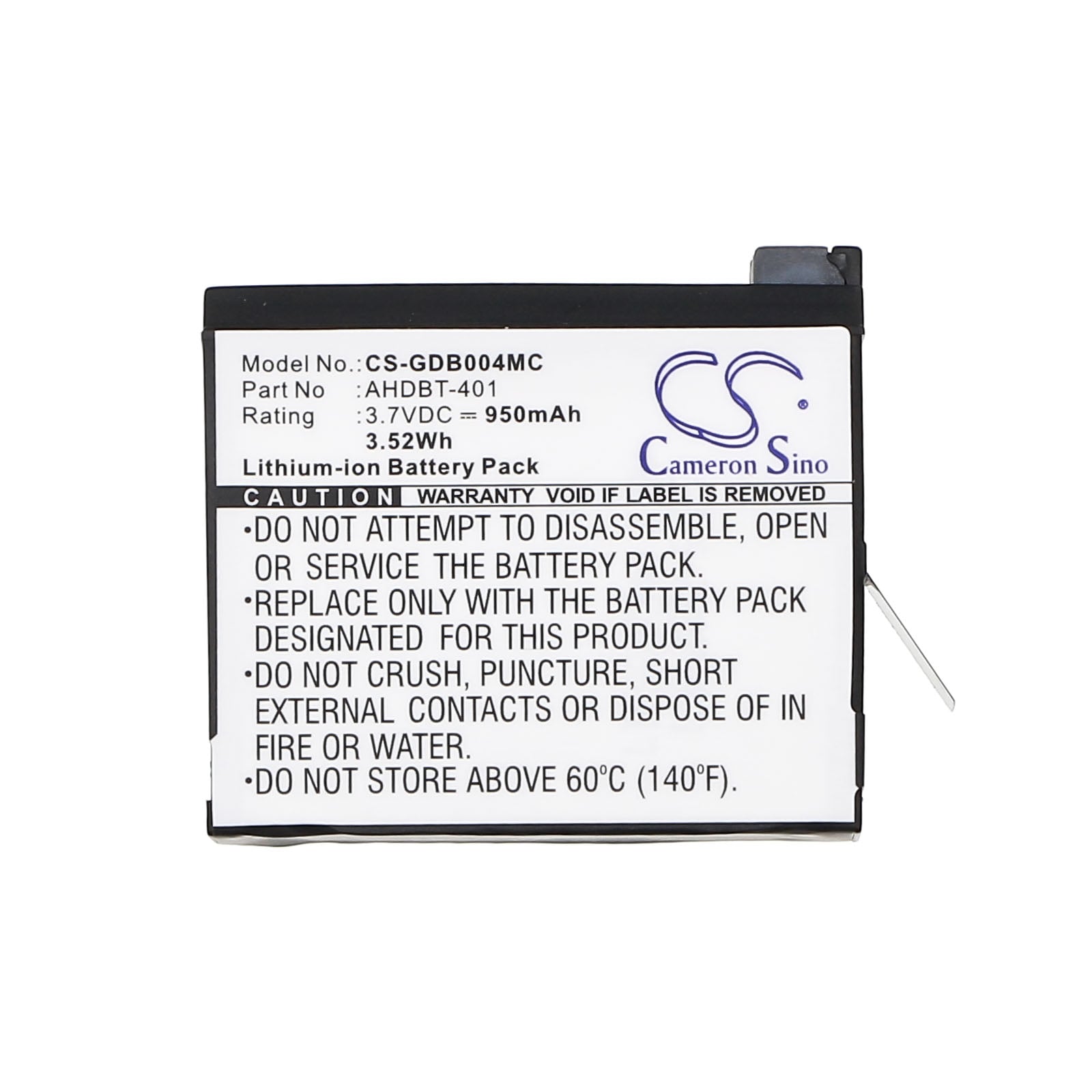 Batteri for kamera for GoPro Hero 4, Hero 4 Silver, Hero 4 Black og andre.