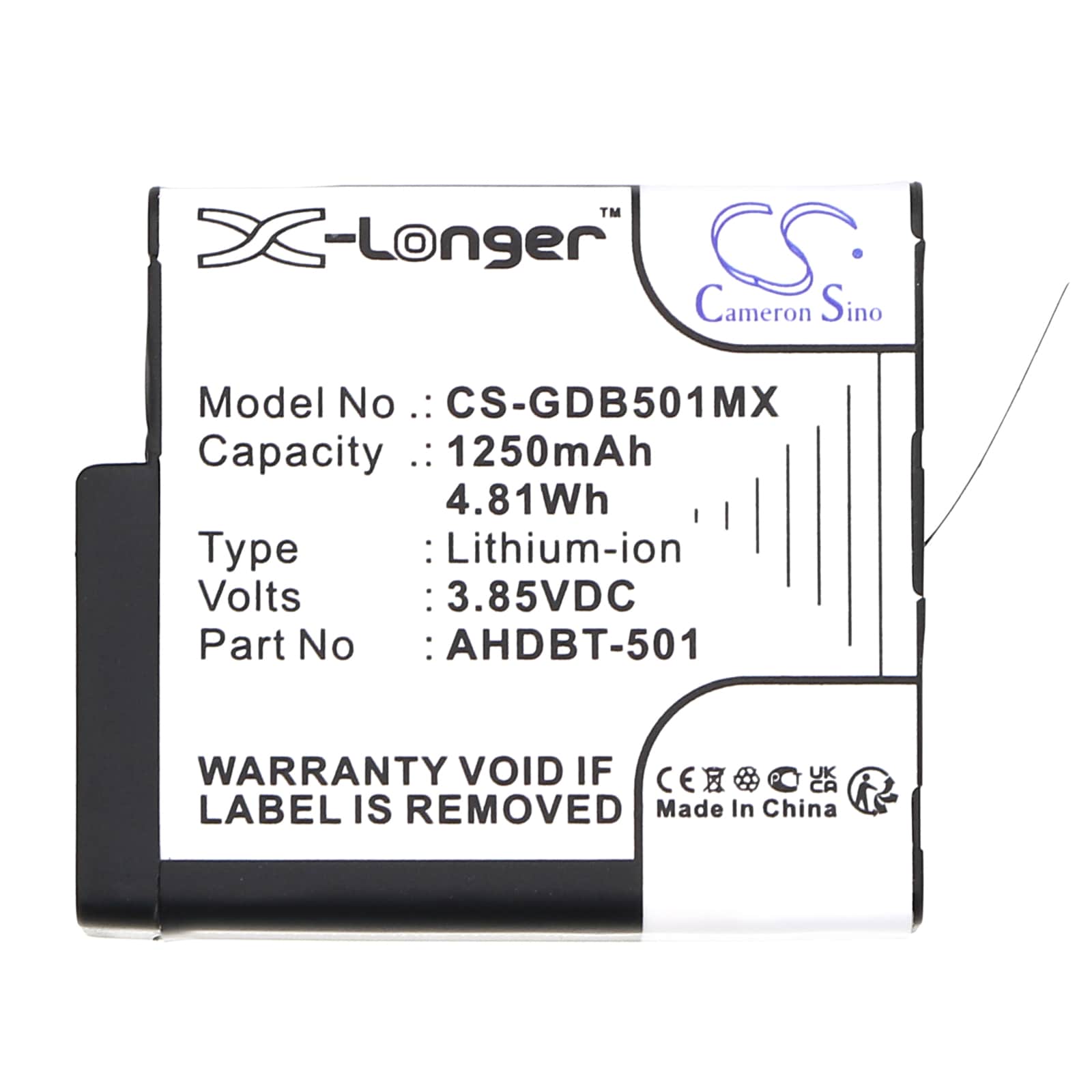 Batteri for kamera for GoPro Hero 5, CHDHX-501, ASST1 og andre.
