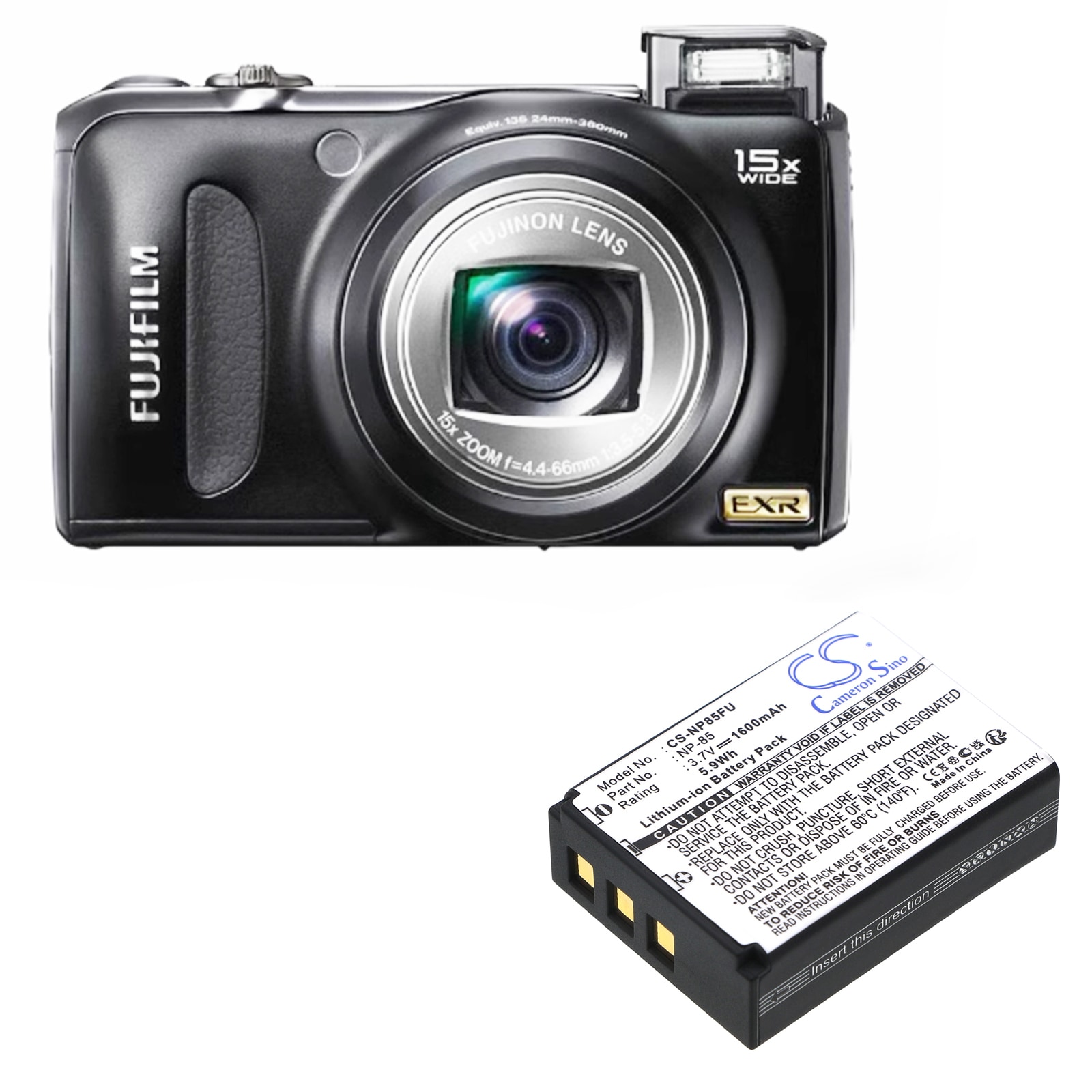 Batteri til kamera for Fujifilm Finepix F305, Finepix SL300, Finepix SL280 osv.