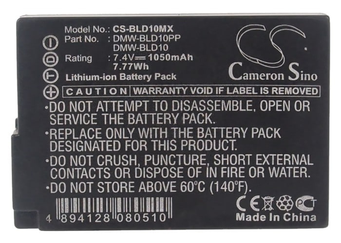 Batteri til kamera for Panasonic Lumix DMC-GF2, Lumix DMC-GF2CK, Lumix DMC-GF2CS og andre.