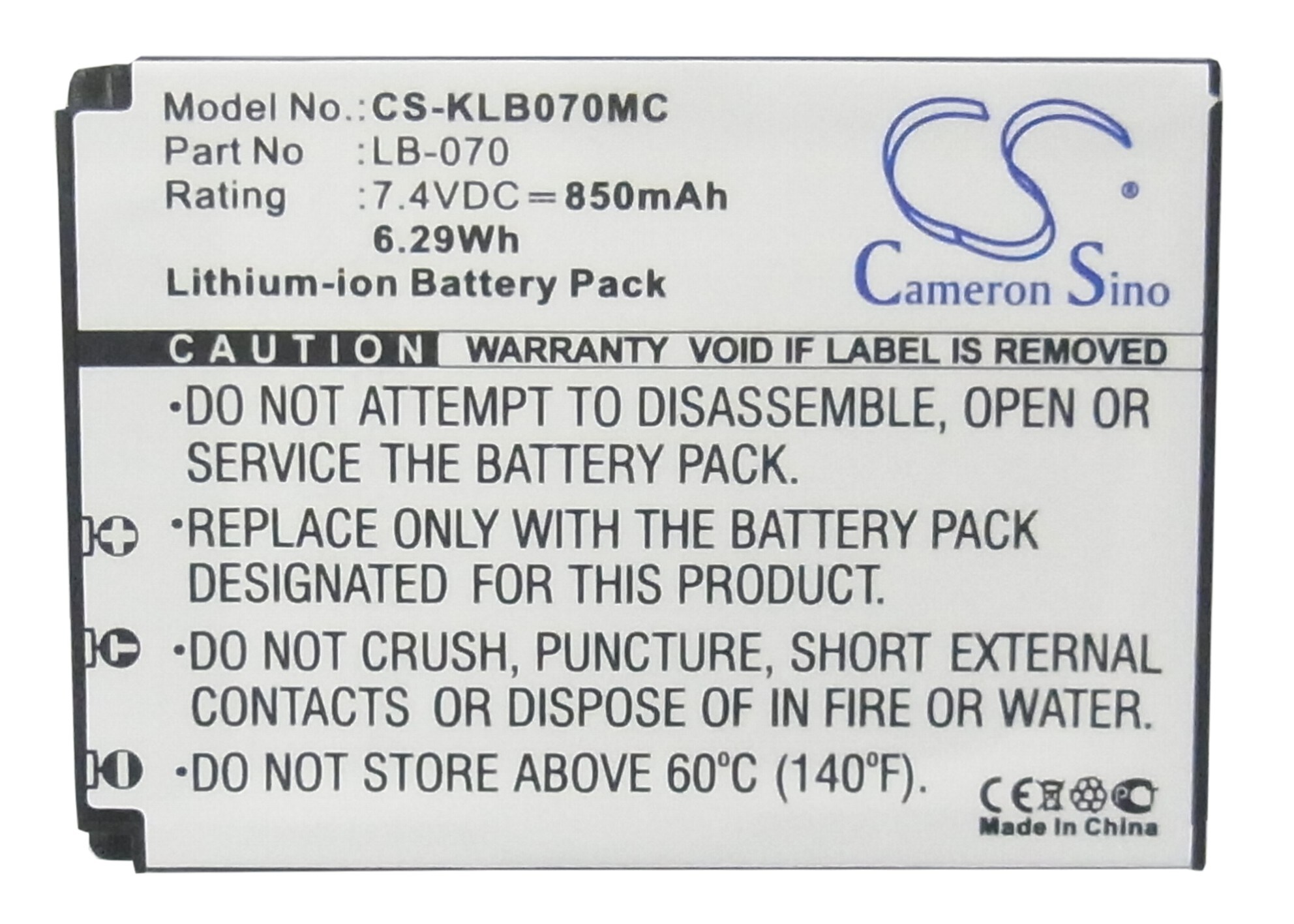 Batteri til kamera for Kodak PIXPRO S1, PIXPRO S-1, Pixpro AZ651 og andre.