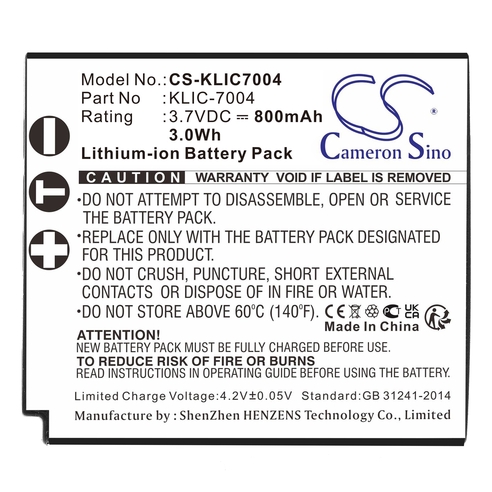 Batteri til kamera for Kodak EasyShare M1033, EasyShare V1233, Easyshare V1273 og andre.
