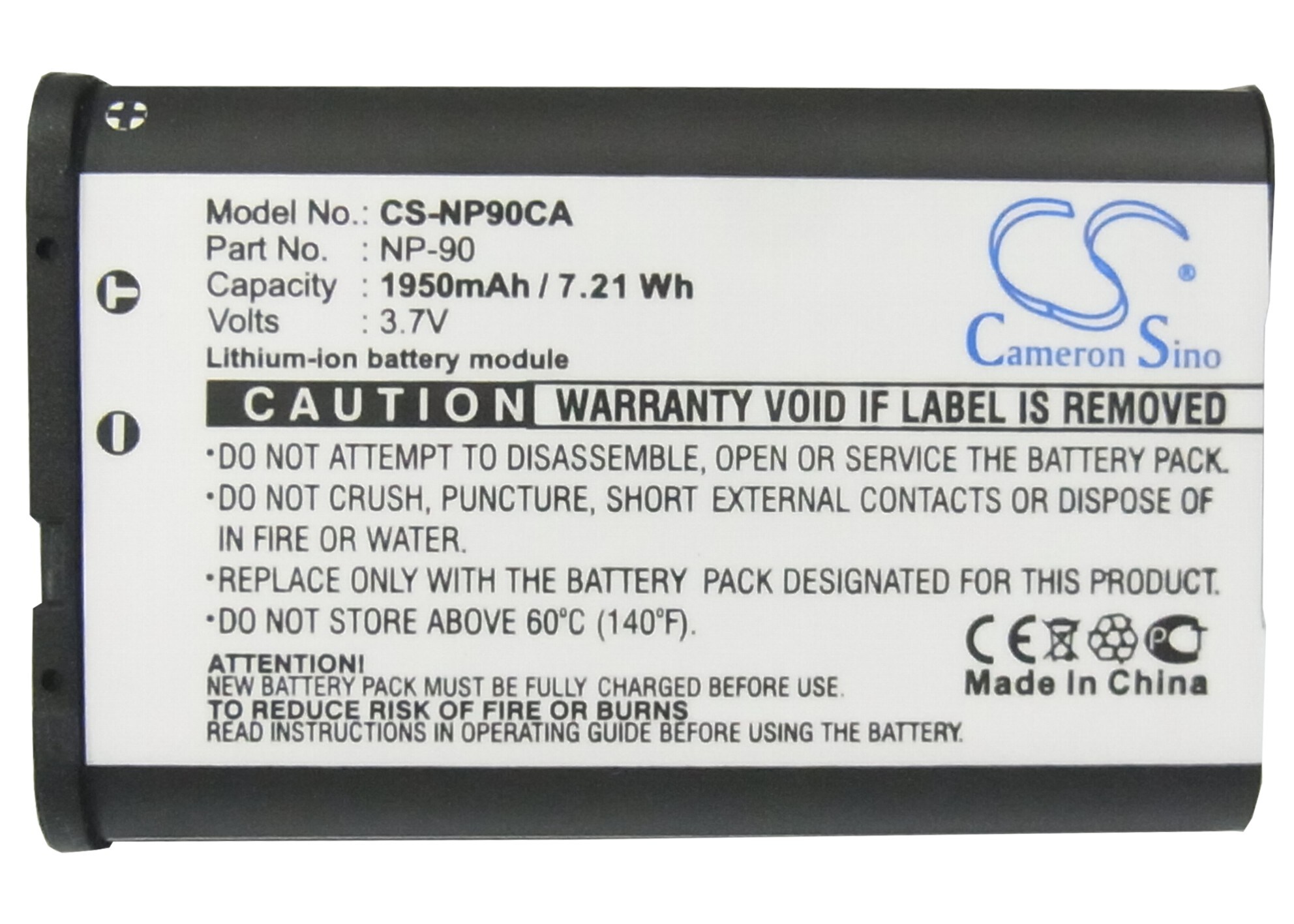 Kamerabatteri 1950 mAh til Casio Exilim EX-FH100 / EX-H10 / EX-H15 / EX-Z2000 / erstatter NP-90