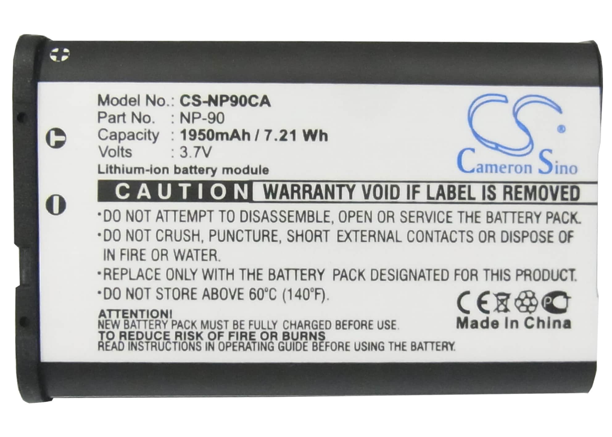 Kamerabatteri 1950 mAh til Casio Exilim EX-FH100 / EX-H10 / EX-H15 / EX-Z2000 / erstatter NP-90