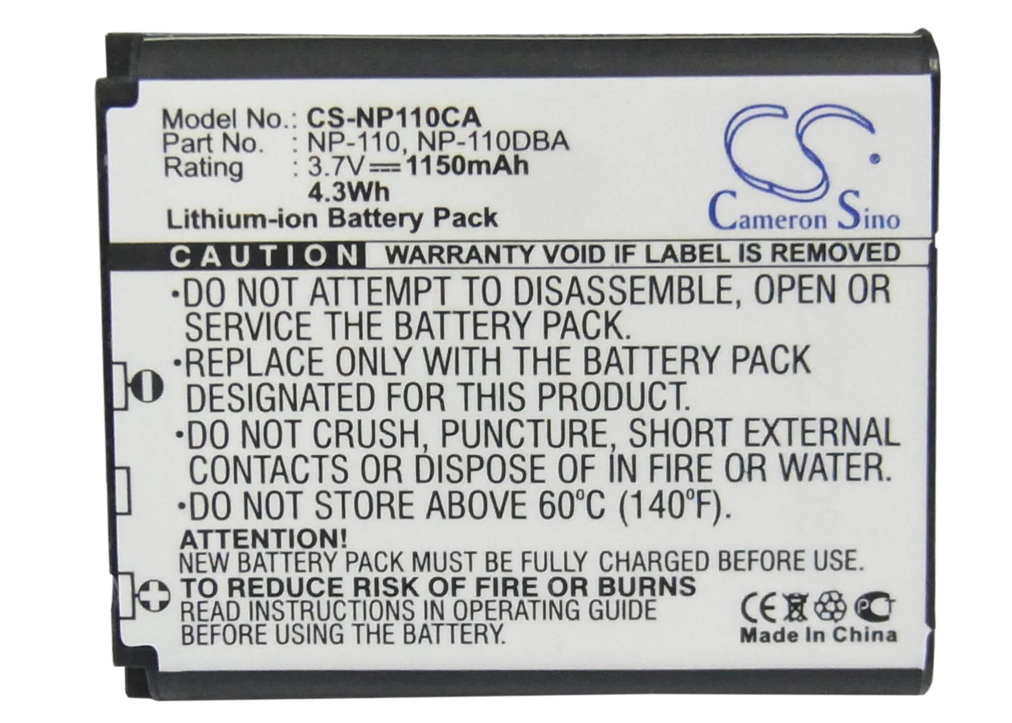 Batteri til kamera for Casio Exilim EX-Z2000, Exilim EX-Z200, Exilim Zoom EX-Z2000 osv.