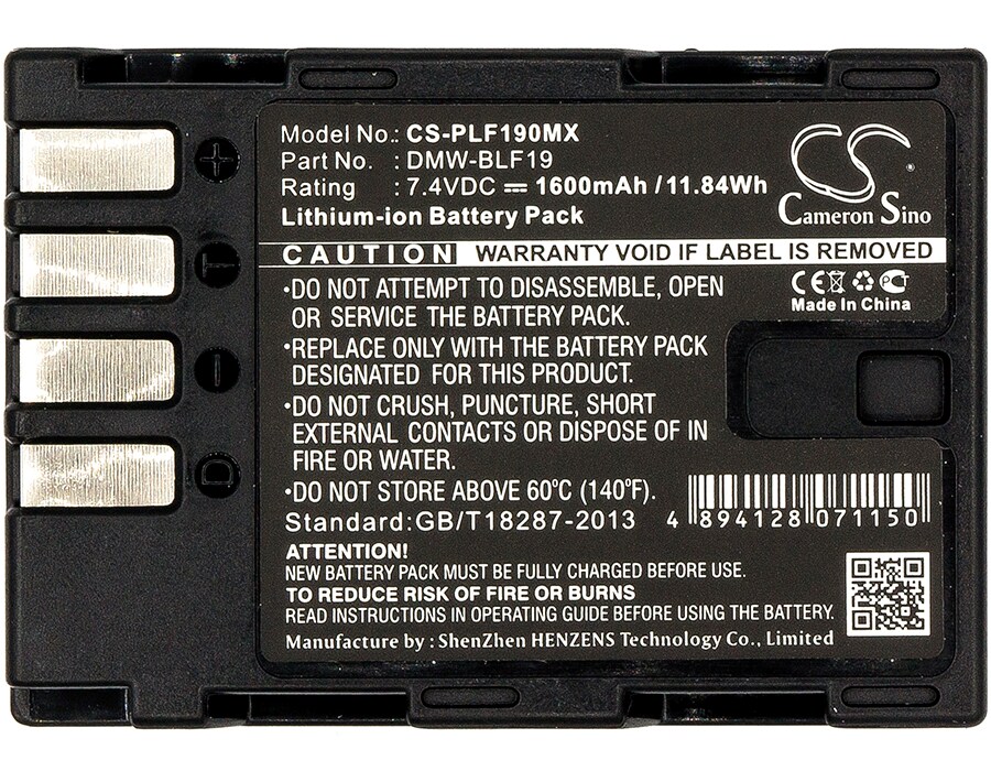 Batteri til kamera for Panasonic Lumix DMC-GH3, Lumix DMC-GH3A, Lumix DMC-GH3AGK og andre.