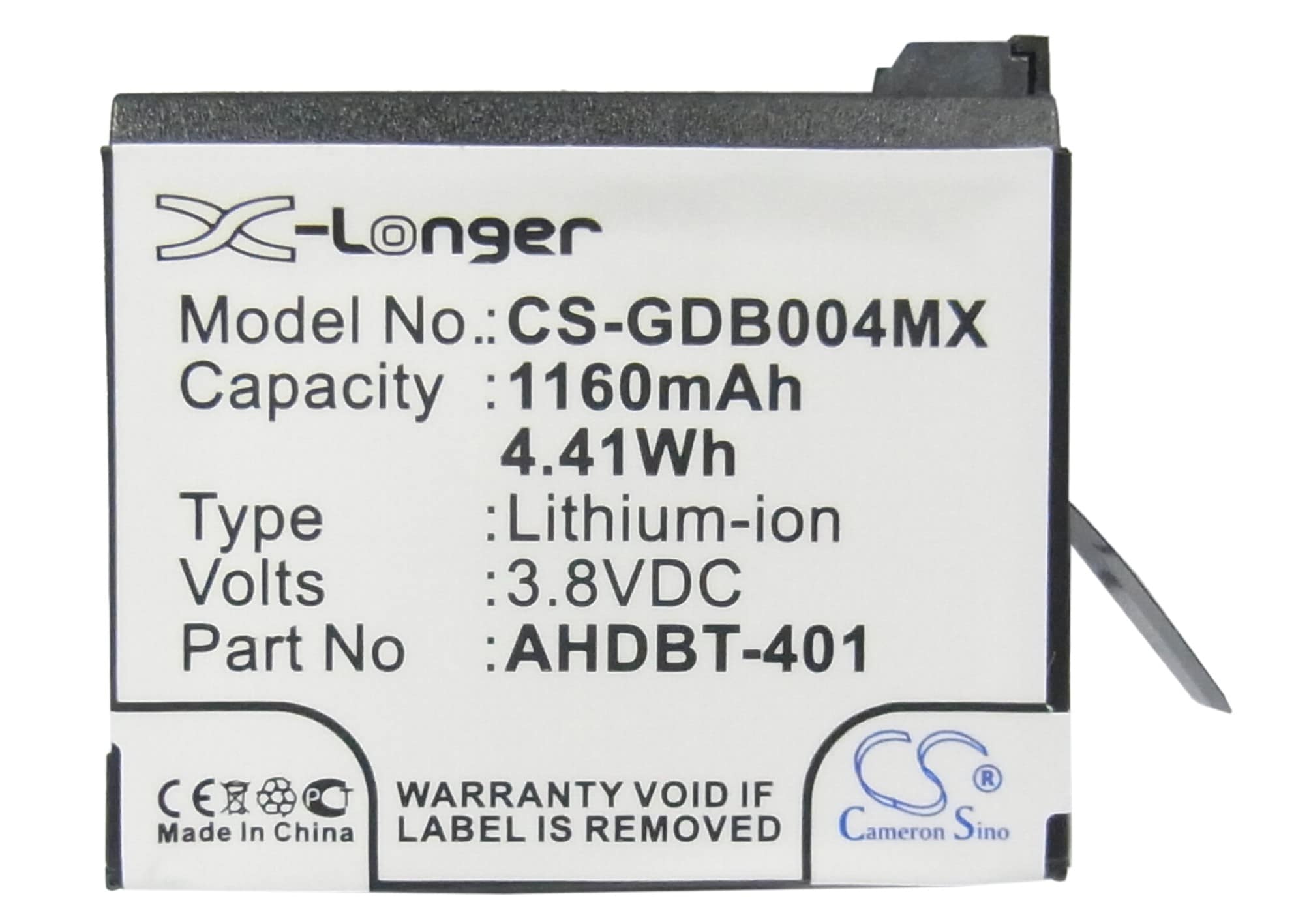 Batteri for GoPro – 1160 mAh Li-ion Erstatningsbatteri
