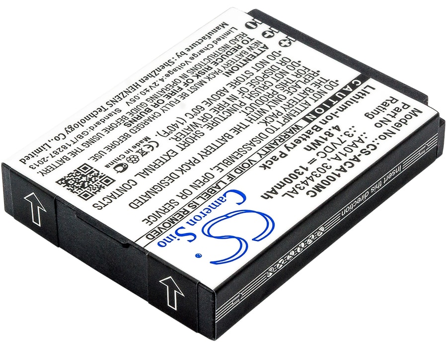 Batteri til kamera for ACTIVEON LX, DX, LKA10W-B og andre