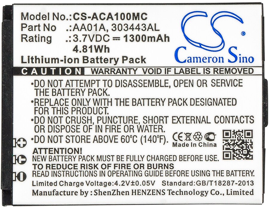 Batteri til kamera for ACTIVEON LX, DX, LKA10W-B og andre