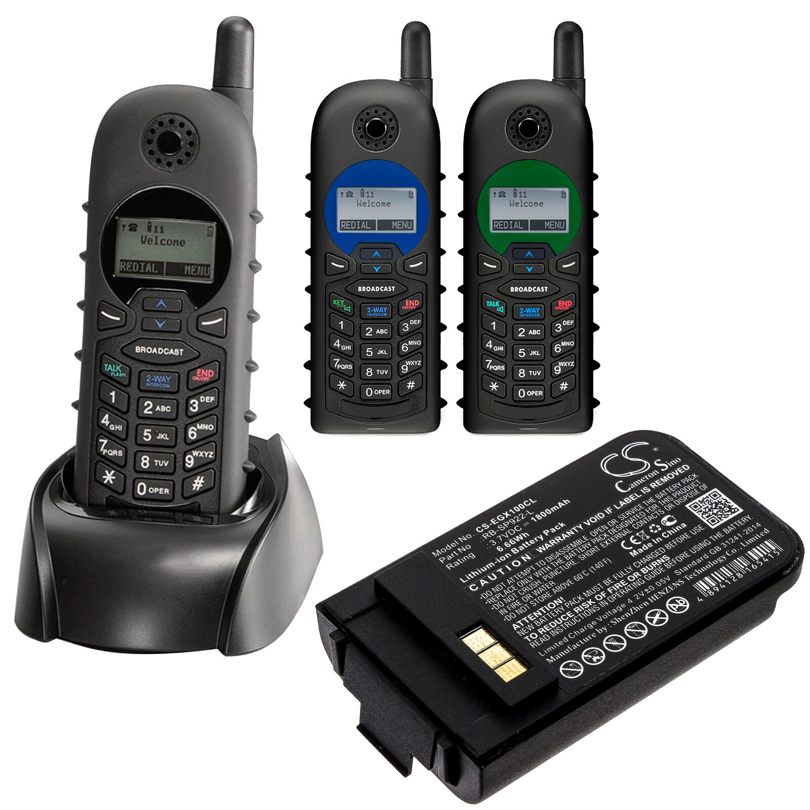 Batteri til trådløs telefon for EnGenius DuraFon 1x, DuraFon 4x, Durawalkie og andre.