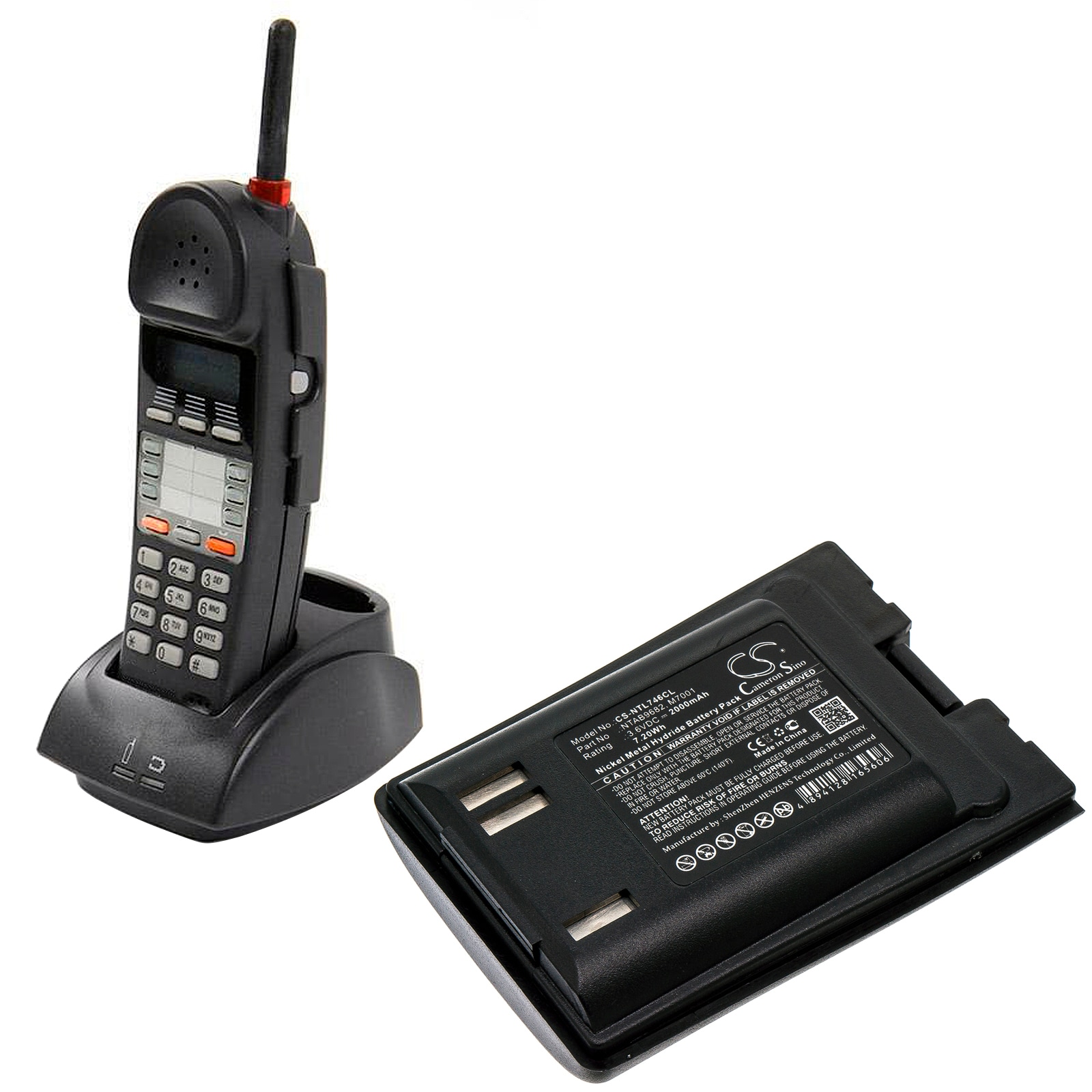 Batteri til trådløs telefon for Nortel T7406