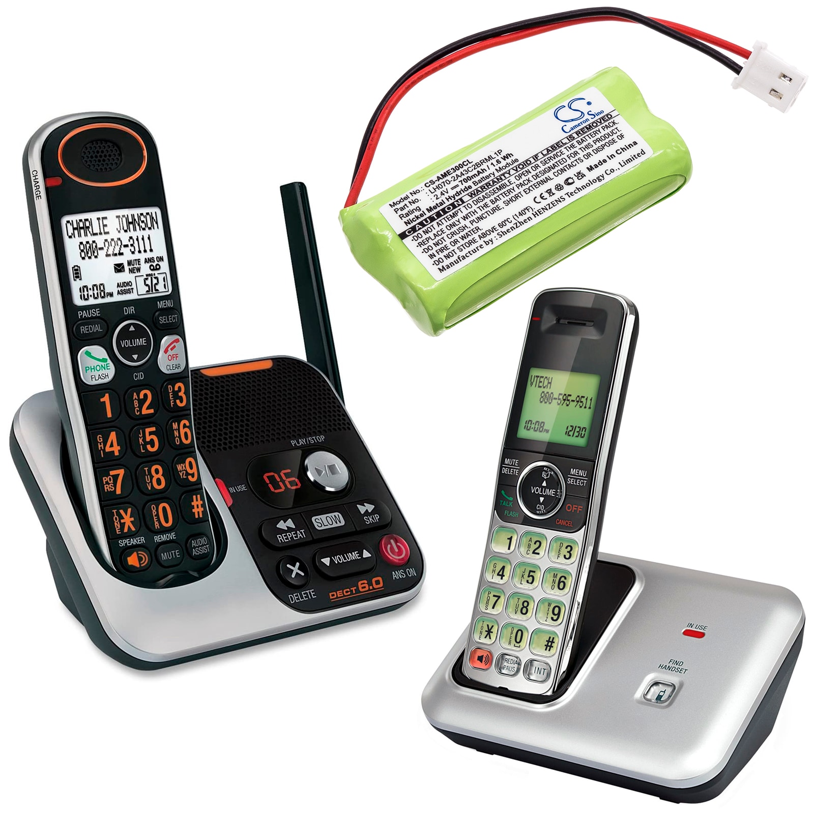 Batteri til trådløs telefon for American LH070-2A43C2BRML1P, E30021CL, E30022CL og andre.