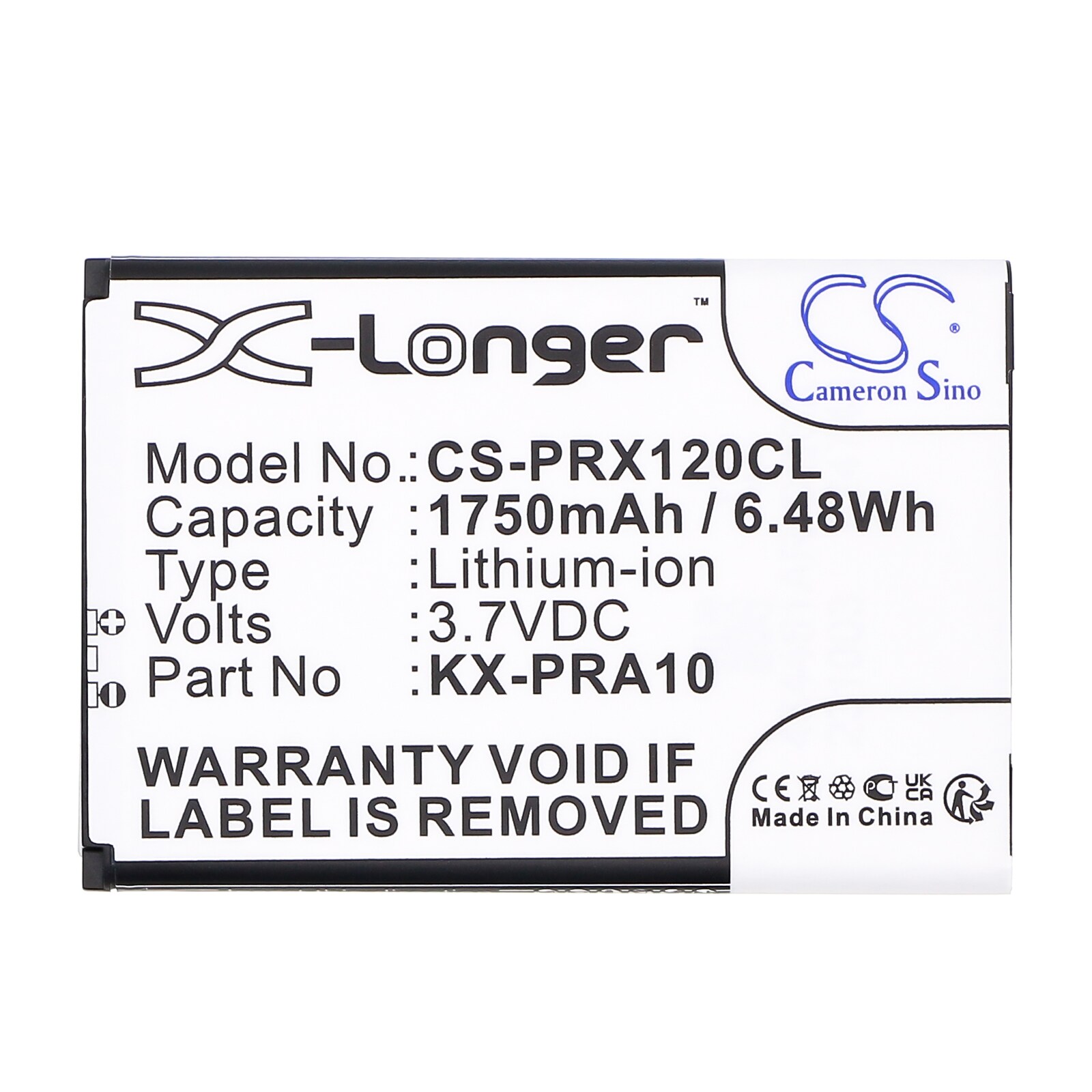 Batteri til trådløs telefon for Panasonic KX-PRX110, KX-PRX110GW, KX-PRX120 og andre.