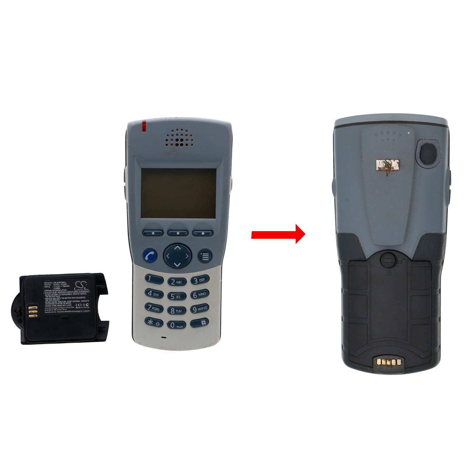 Batteri til trådløs telefon for Ascom i75, 9D24-FAADA, 9D24-FBADA og andre.