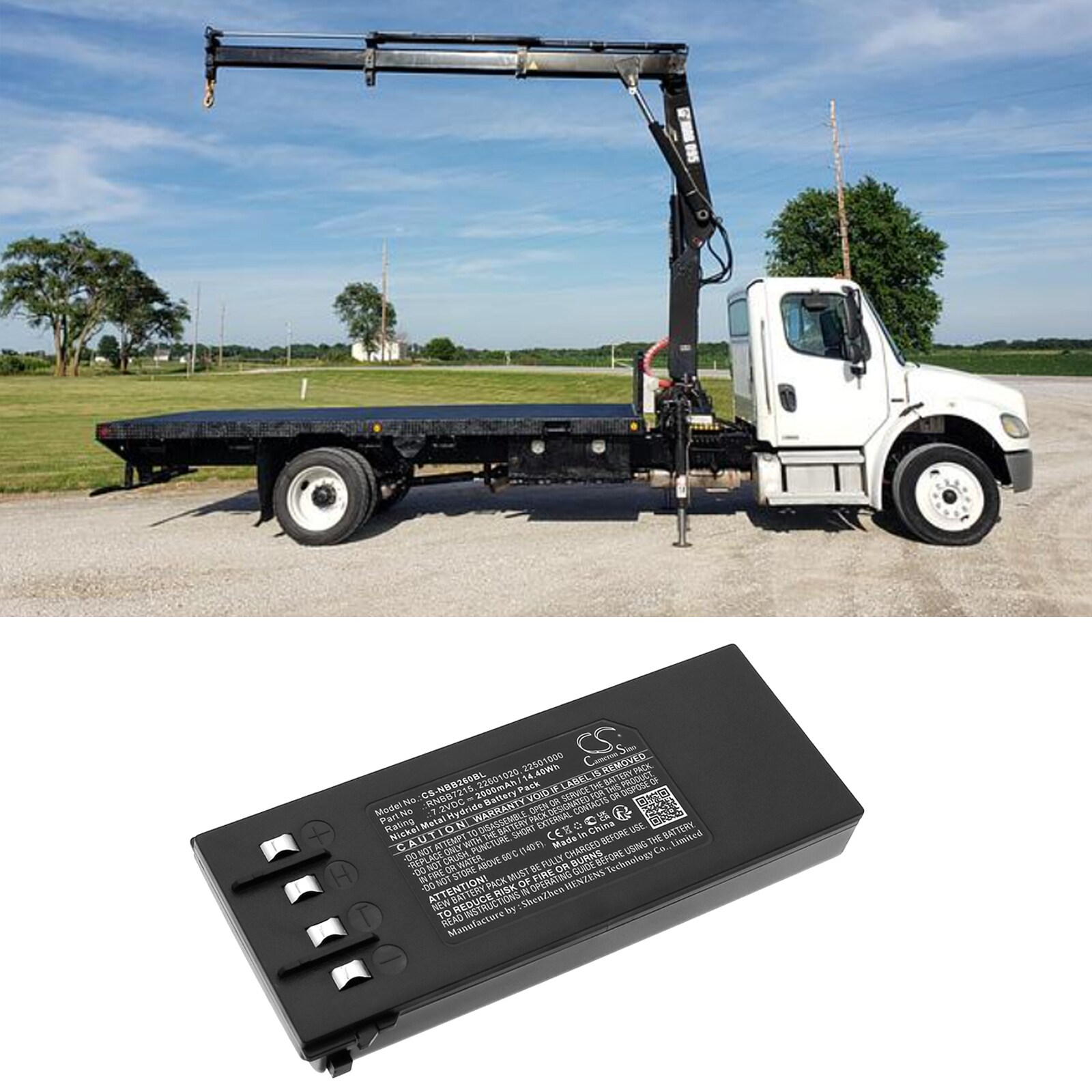 Batteri til fjernkontroll for kran for HIAB 095, 102, 077 HIDUO og andre.