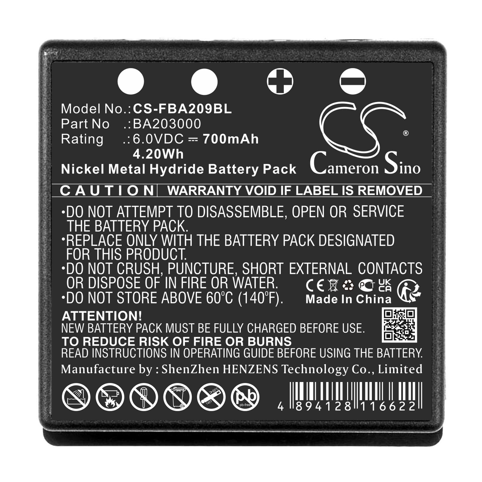 Batteri til kranfjernkontroll for HBC FUB9NM, FBFUB09N og andre