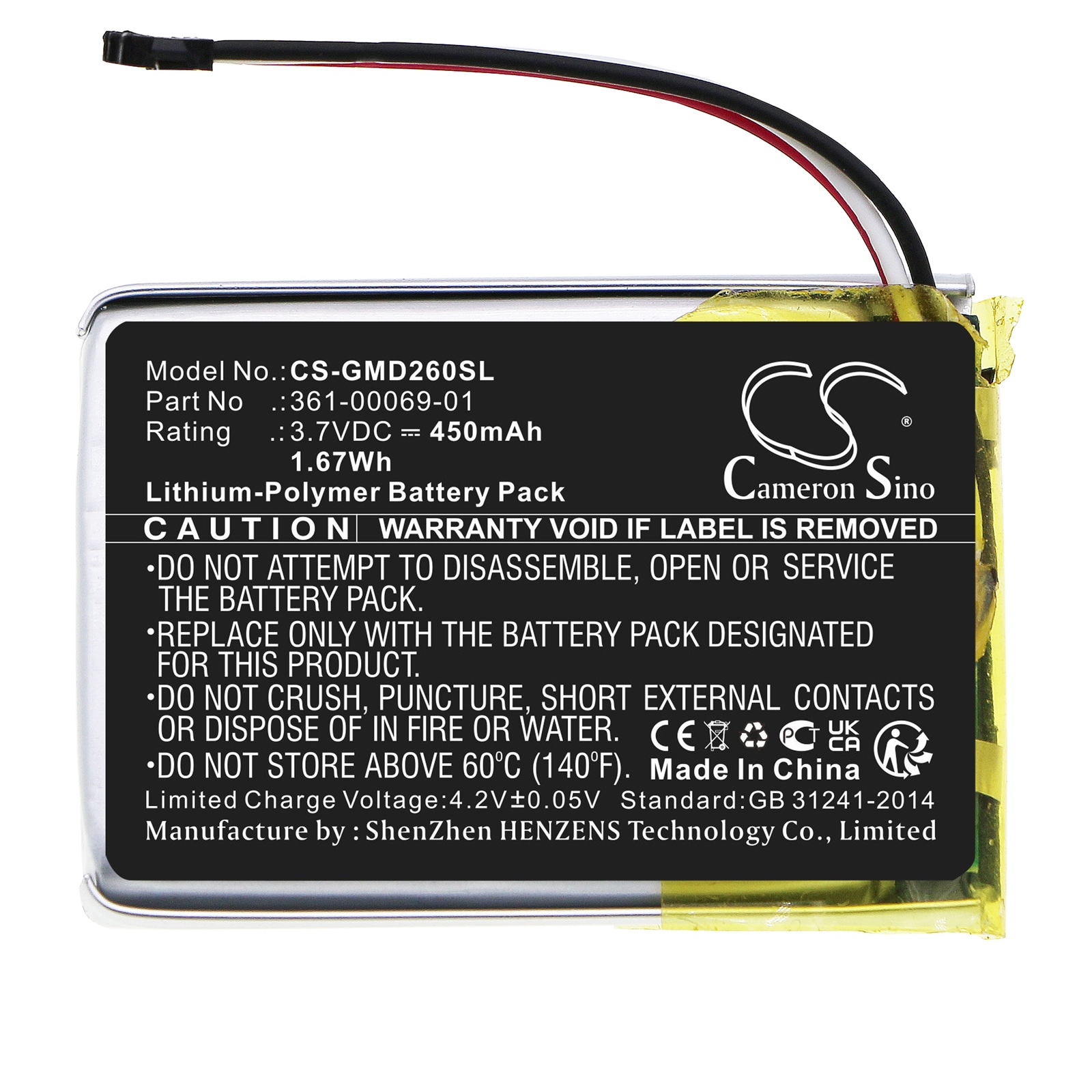 Batteri til hundehalsbånd for Garmin Delta SE Hundehalsbåndmottaker, O2ADNH02 og andre.