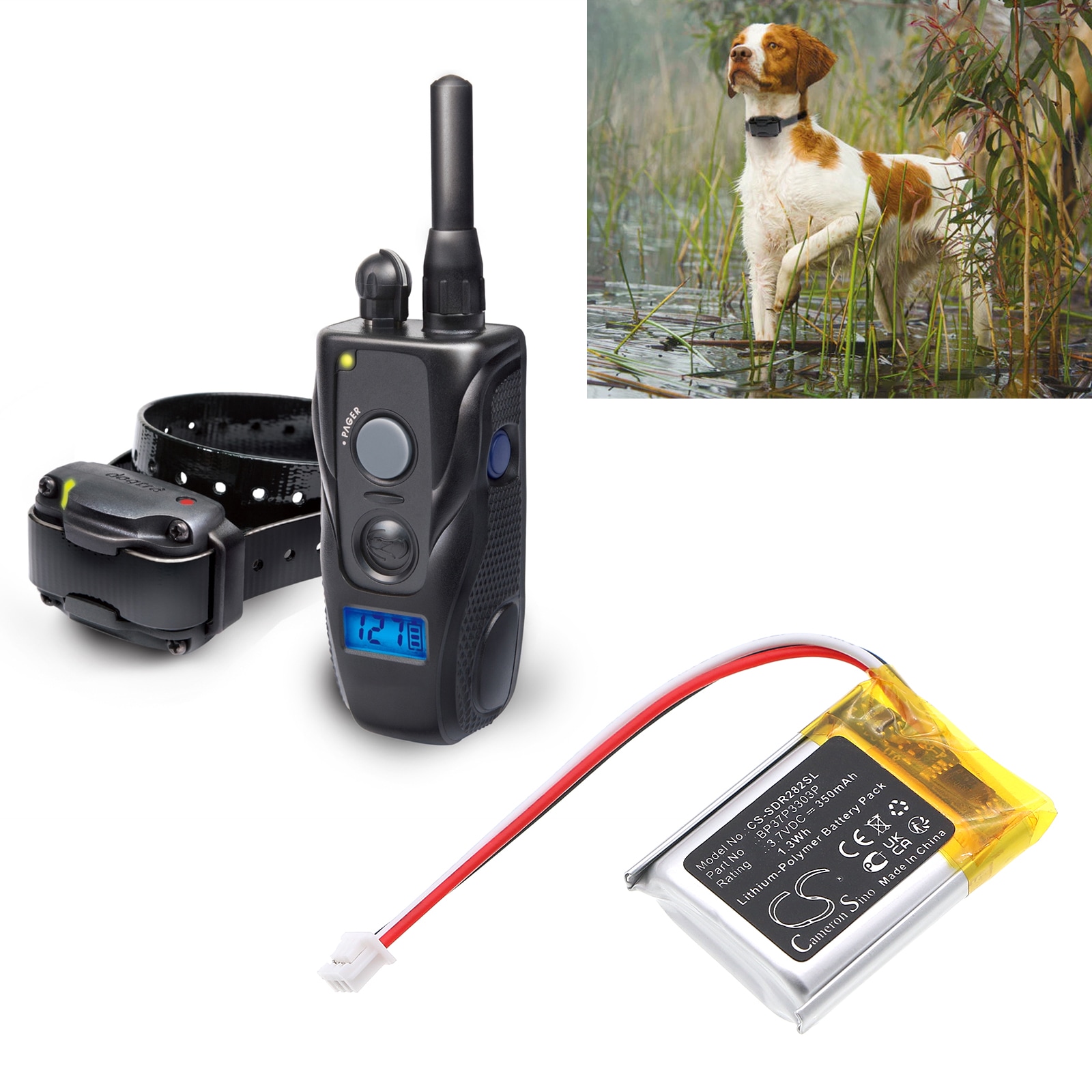 Batteri til Dogtra 280C-mottaker, 282C-mottaker, Trainers ARC-hundehalsbånd