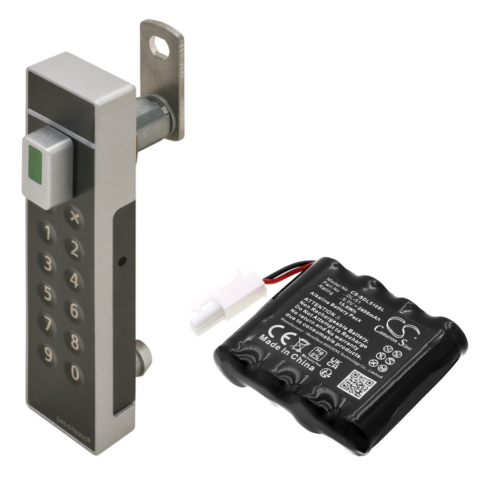 Batteri til dørlås for SAG Schlagbaum, Safe-O-Tronic, Safe-O-Pin etc.