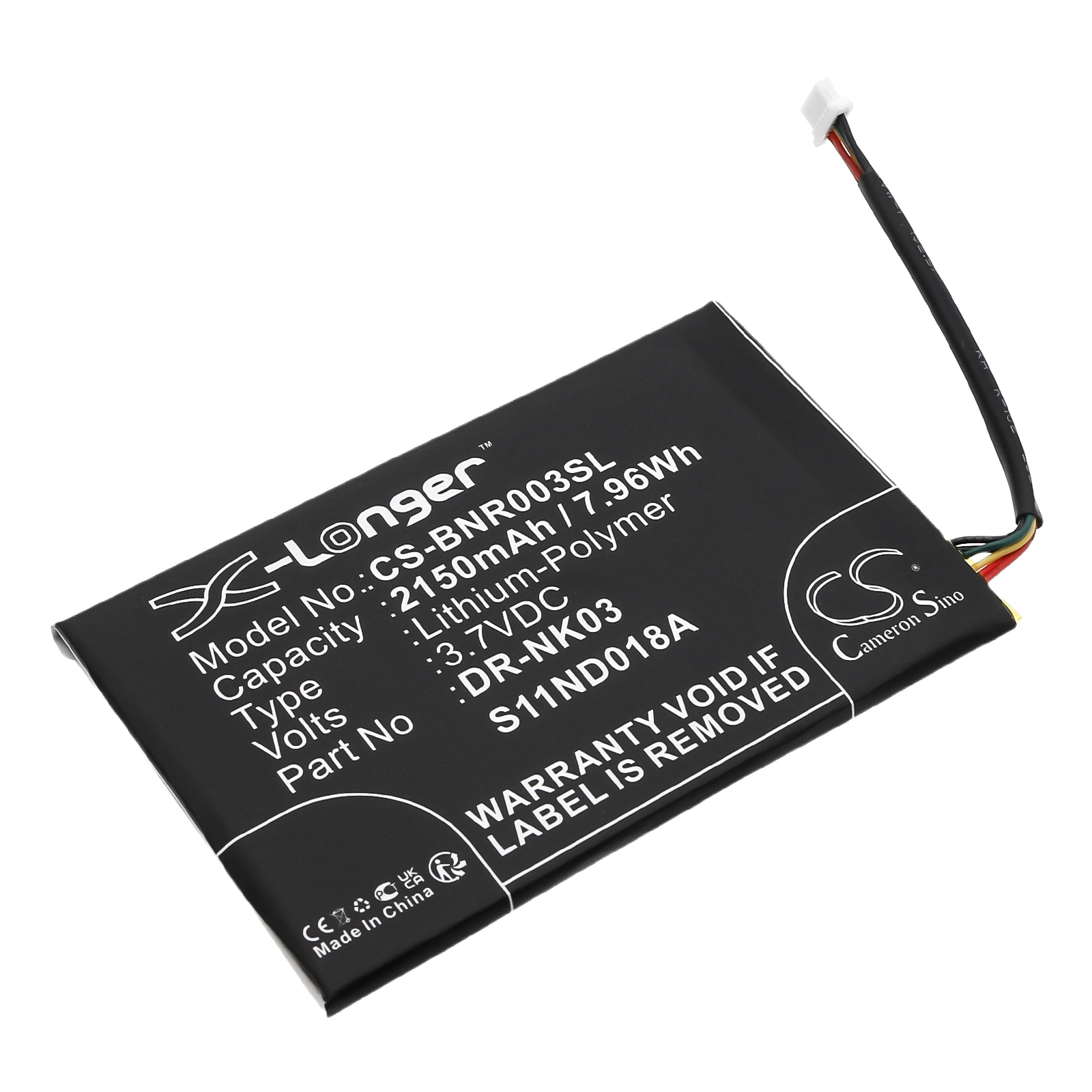 Batteri for e-bok, e-leser for Barnes & Noble Nook Simple Touch, BNRV300 etc.