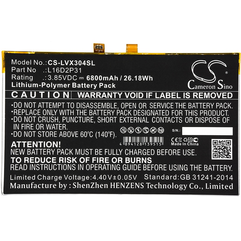 Batteri til nettbrett for Lenovo Tab 4 10, Tab 4 10.1, TB-X304F og andre.
