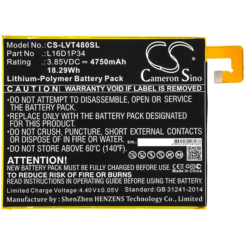 Batteri til nettbrett for Lenovo Tab4 8, Tab4 8 Plus, TB-8704X og andre.