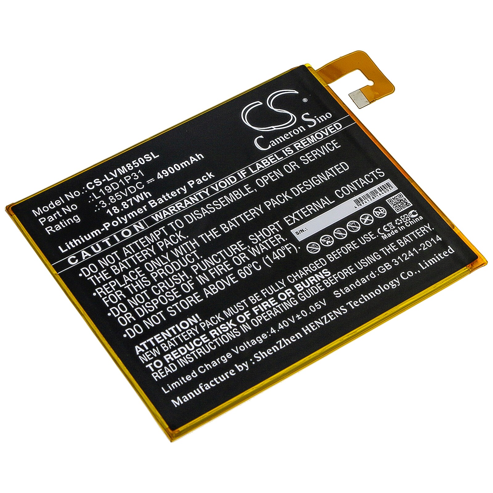 Batteri til nettbrett for Lenovo Tab M8, TB8505F