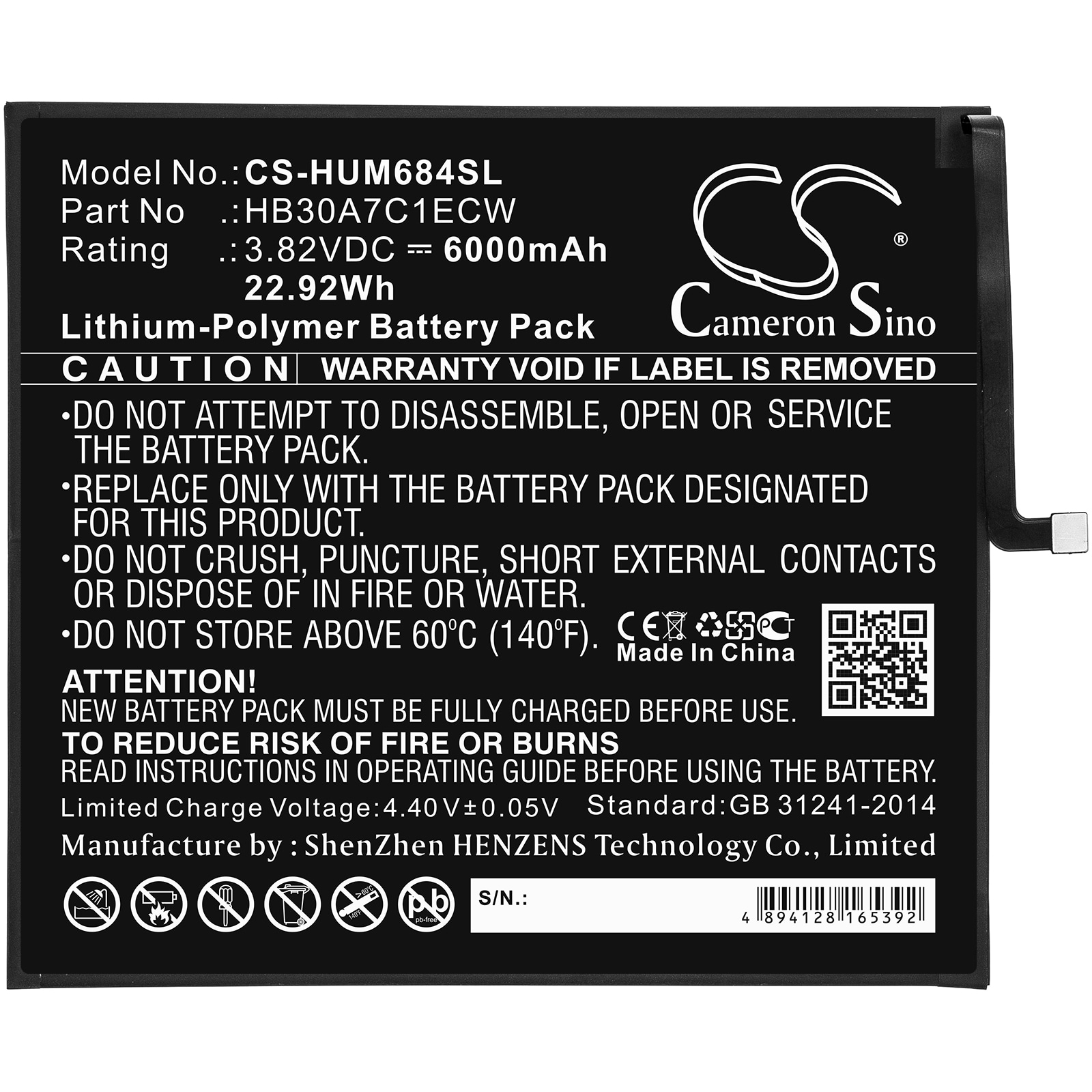 Batteri til nettbrett for Huawei MediaPad M6 8.4, VRD-AL09, VRD-W09