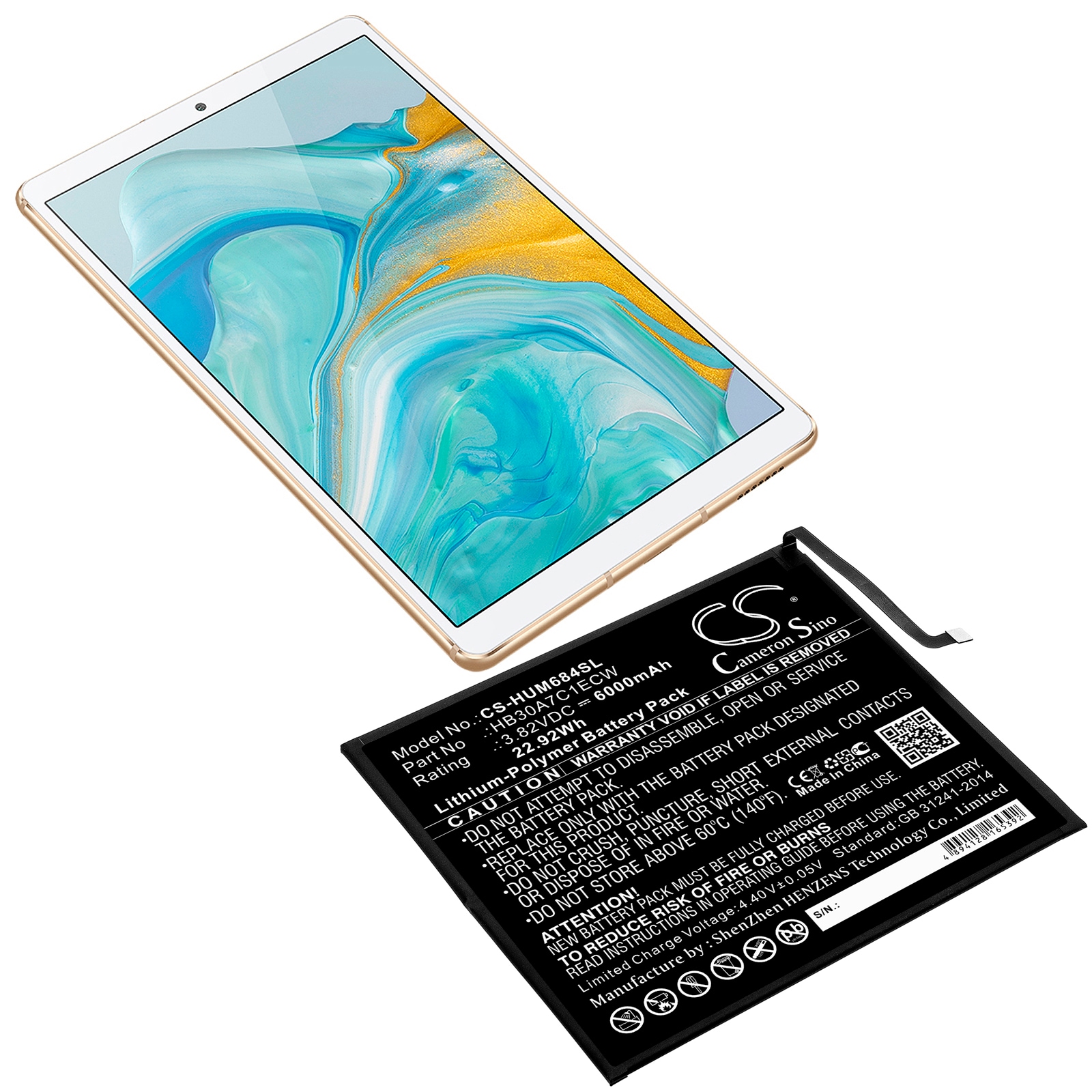Batteri til nettbrett for Huawei MediaPad M6 8.4, VRD-AL09, VRD-W09
