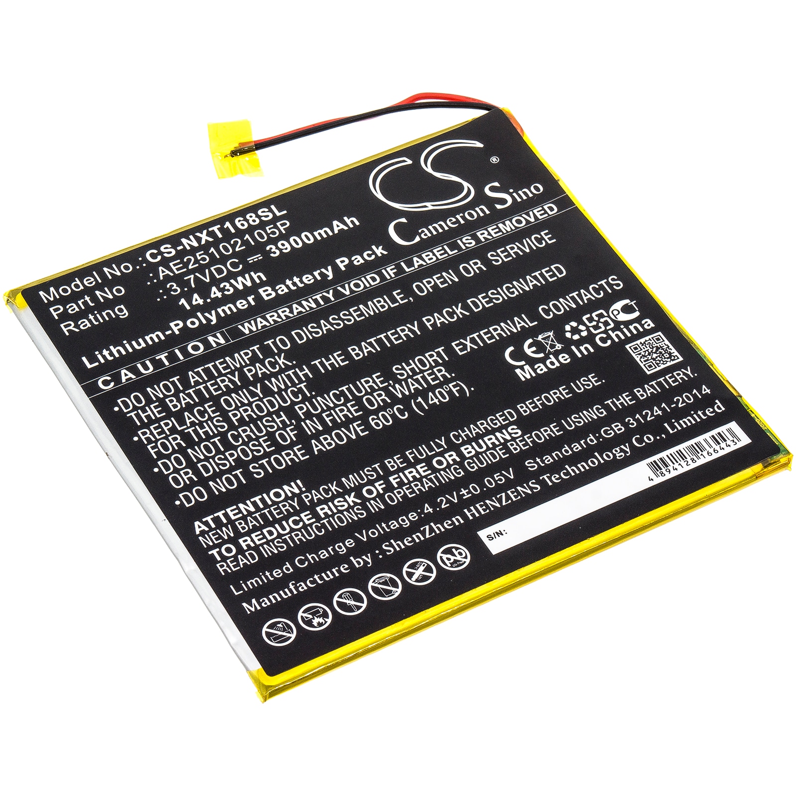 Batteri til nettbrett for Nextbook Ares 8A, NX16A8116KPK