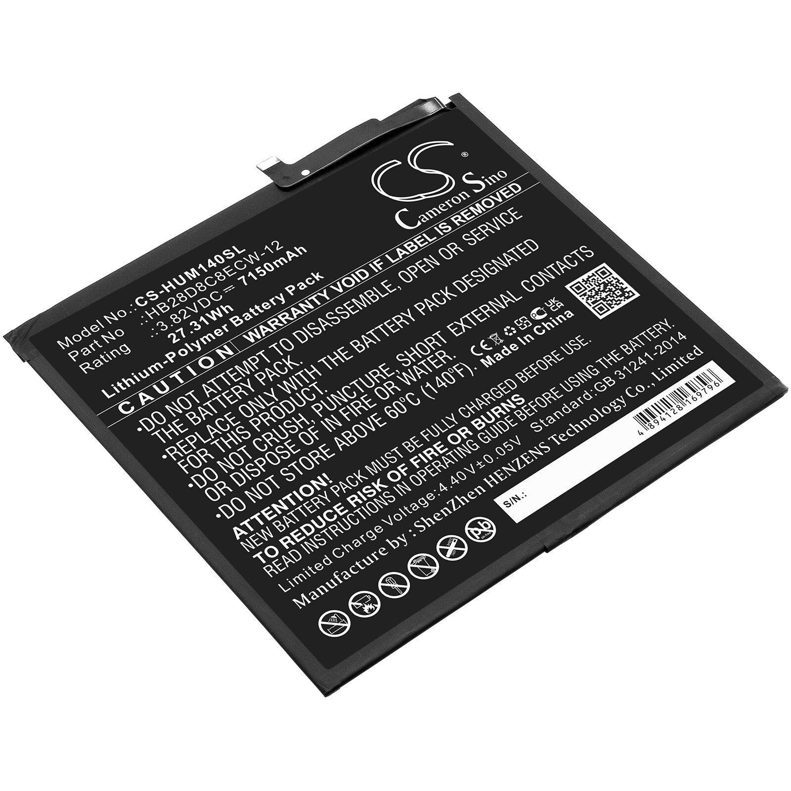 Batteri til nettbrett for Huawei MatePad 10.4 2020, BAH3-W09, BAH3-L09 og andre.
