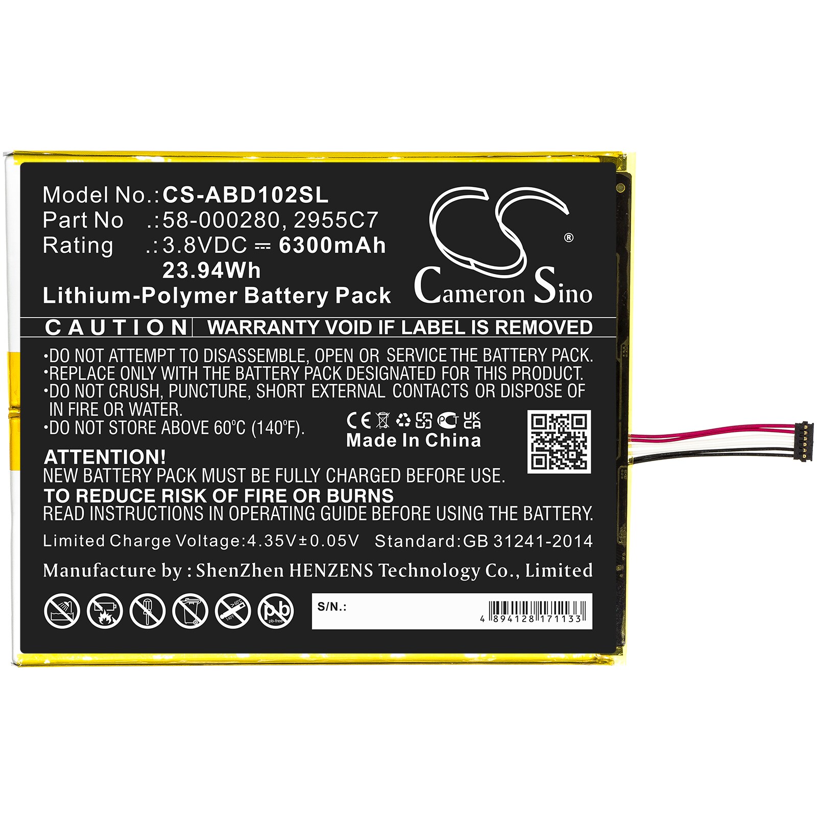Batteri til nettbrett for Amazon Kindle Fire HD 10.1 9th, M2V3R5