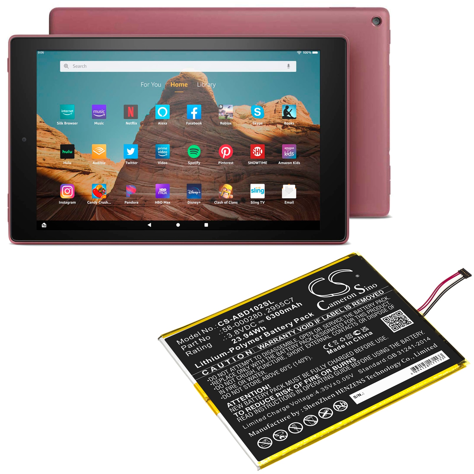 Batteri til nettbrett for Amazon Kindle Fire HD 10.1 9th, M2V3R5