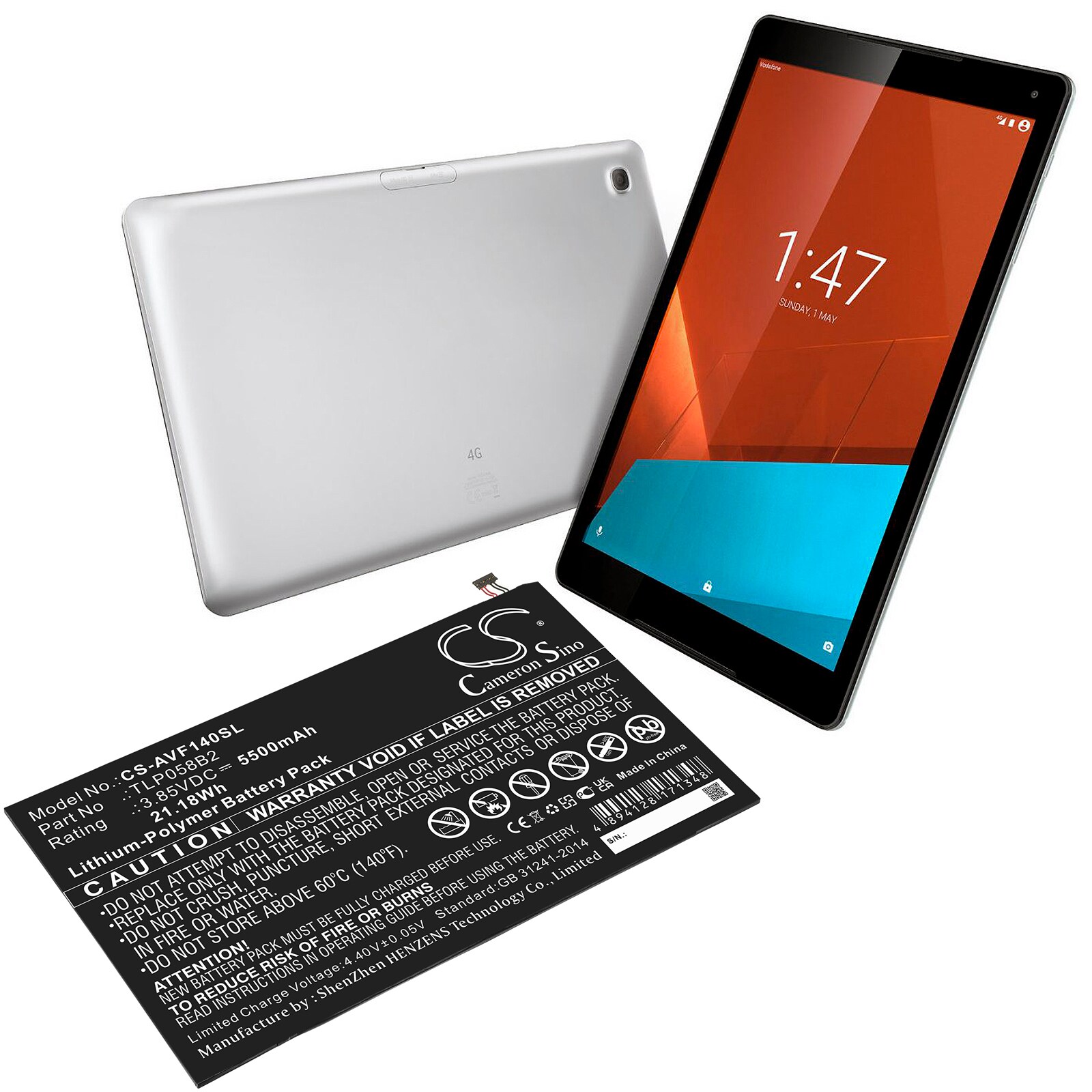Batteri til nettbrett for Vodafone Tab Prime 7, VFD-1400