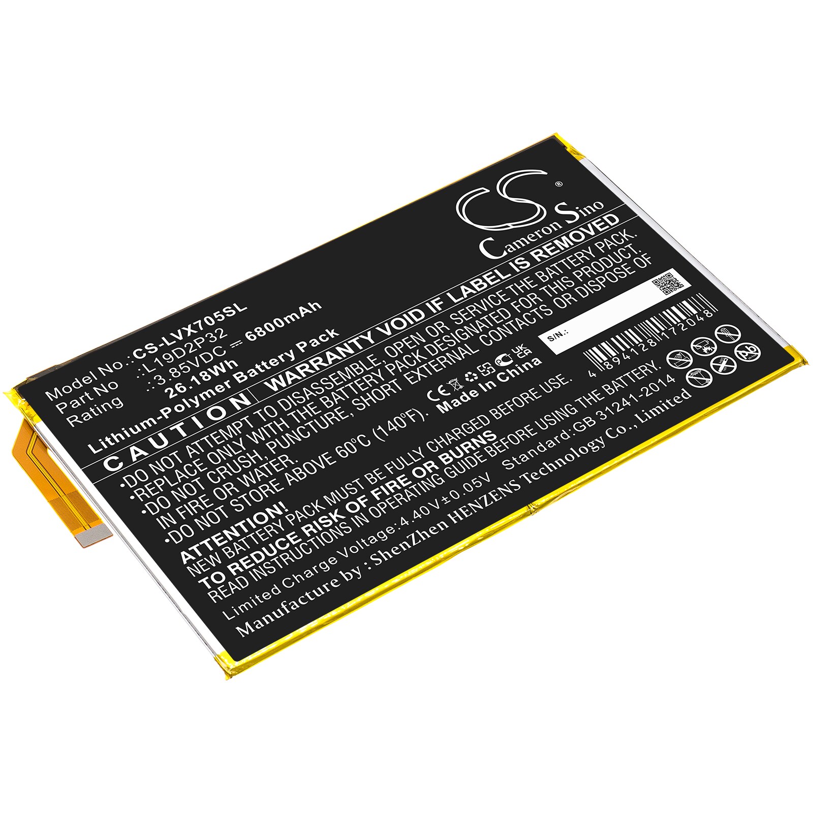 Batteri til nettbrett for Lenovo Yoga Smart Tab, YT-X705F