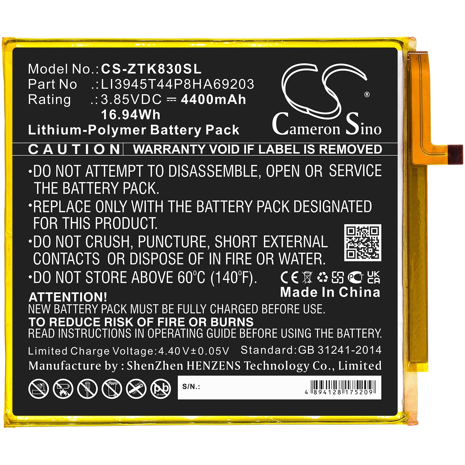 Nettbrettbatteri for ZTE Grand X View 2, Zpad 8, K83 og andre.