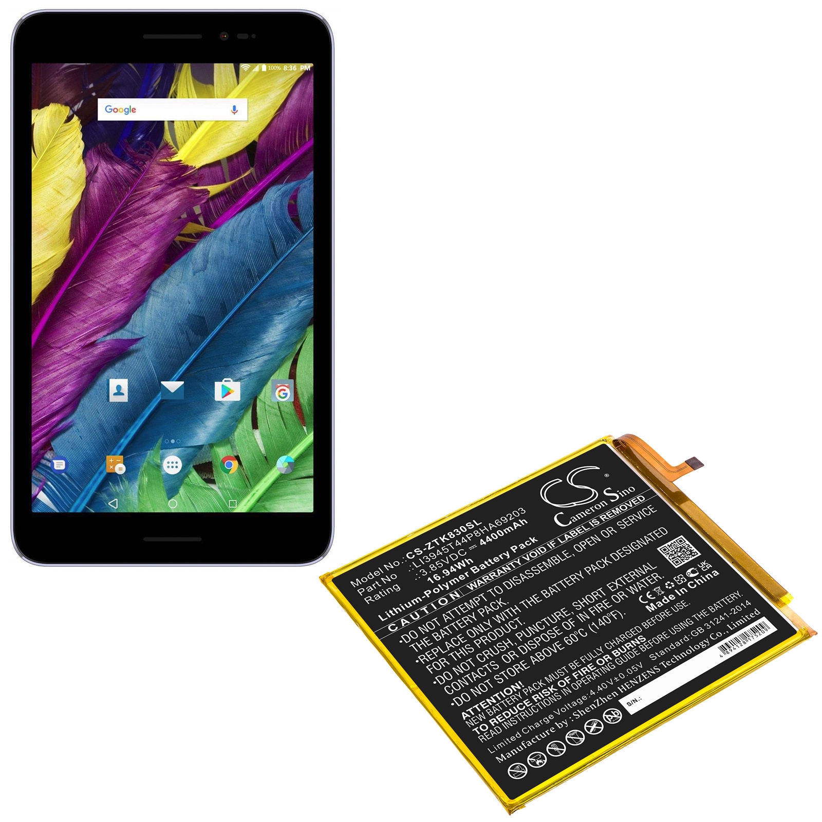 Nettbrettbatteri for ZTE Grand X View 2, Zpad 8, K83 og andre.