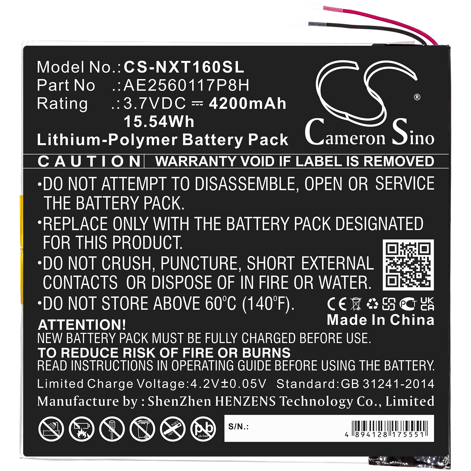 Batteri til nettbrett for Nextbook Ares 10A, NX16A10132SPS