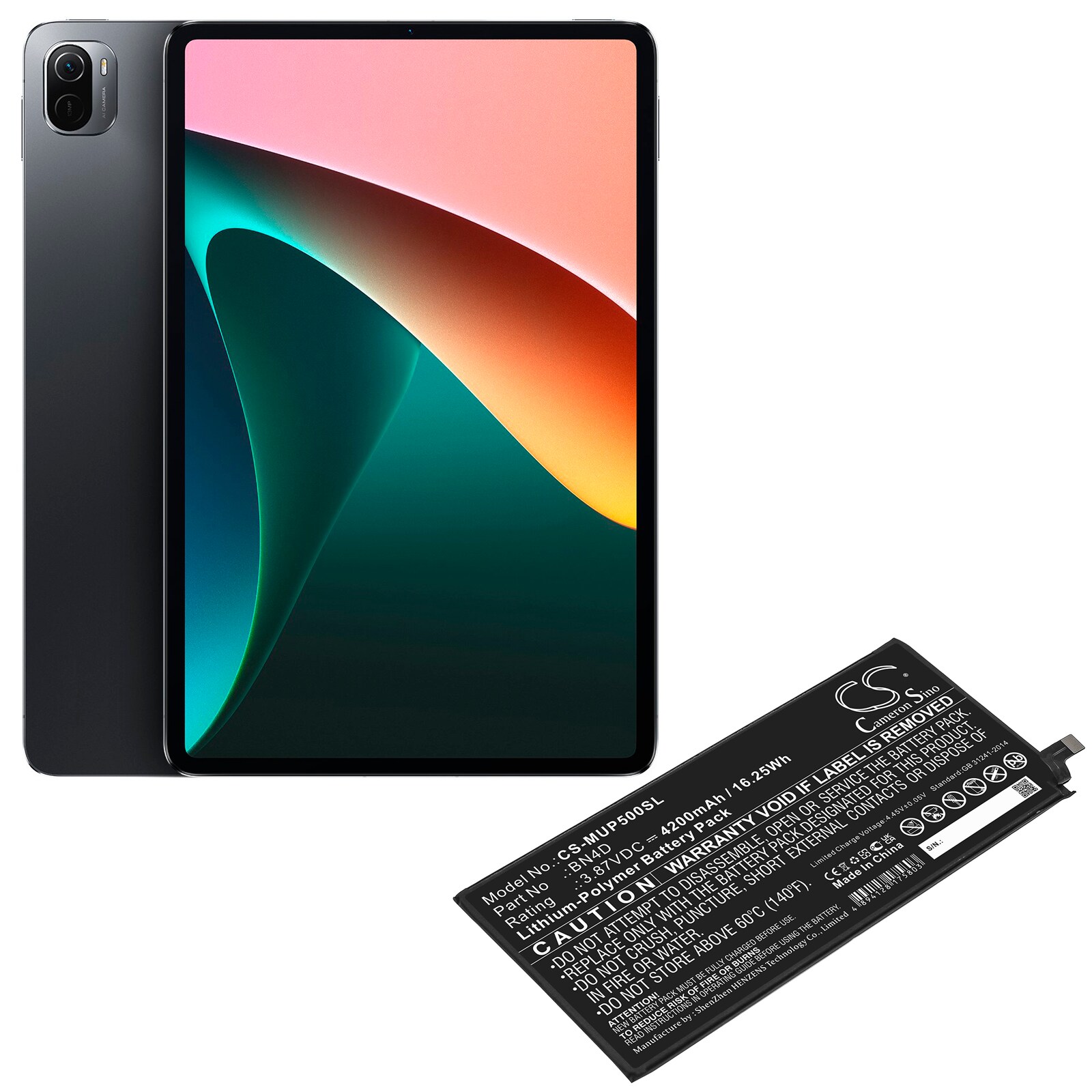 Batteri for nettbrett for Xiaomi Mi Pad 5 Pro, MI Pad 5 Pro 5G, Pad 5 Pro og andre.