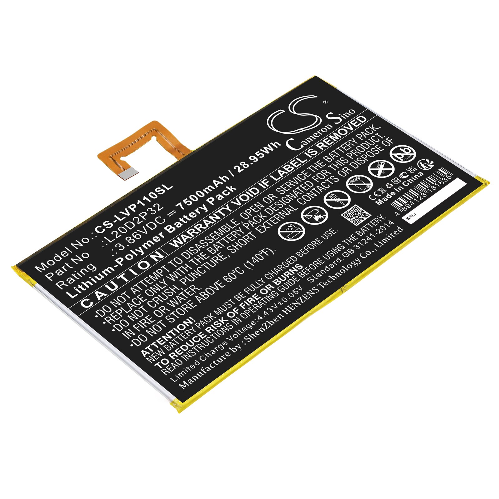 Batteri til nettbrett for Lenovo Tab P11, TB-J606F, TB-J607Z og andre.