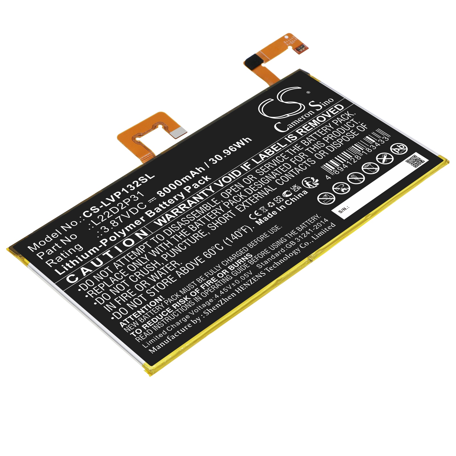 Batteri til nettbrett for Lenovo Tab P11 Pro, TB-J706, TB132F