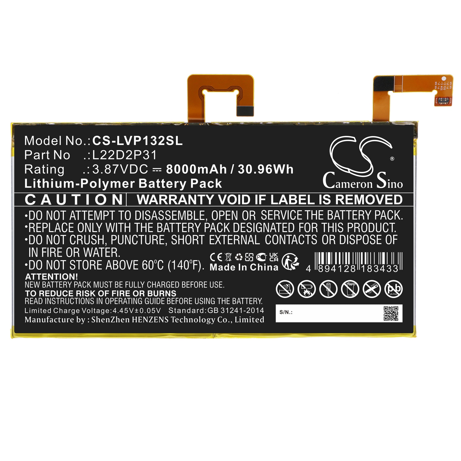 Batteri til nettbrett for Lenovo Tab P11 Pro, TB-J706, TB132F