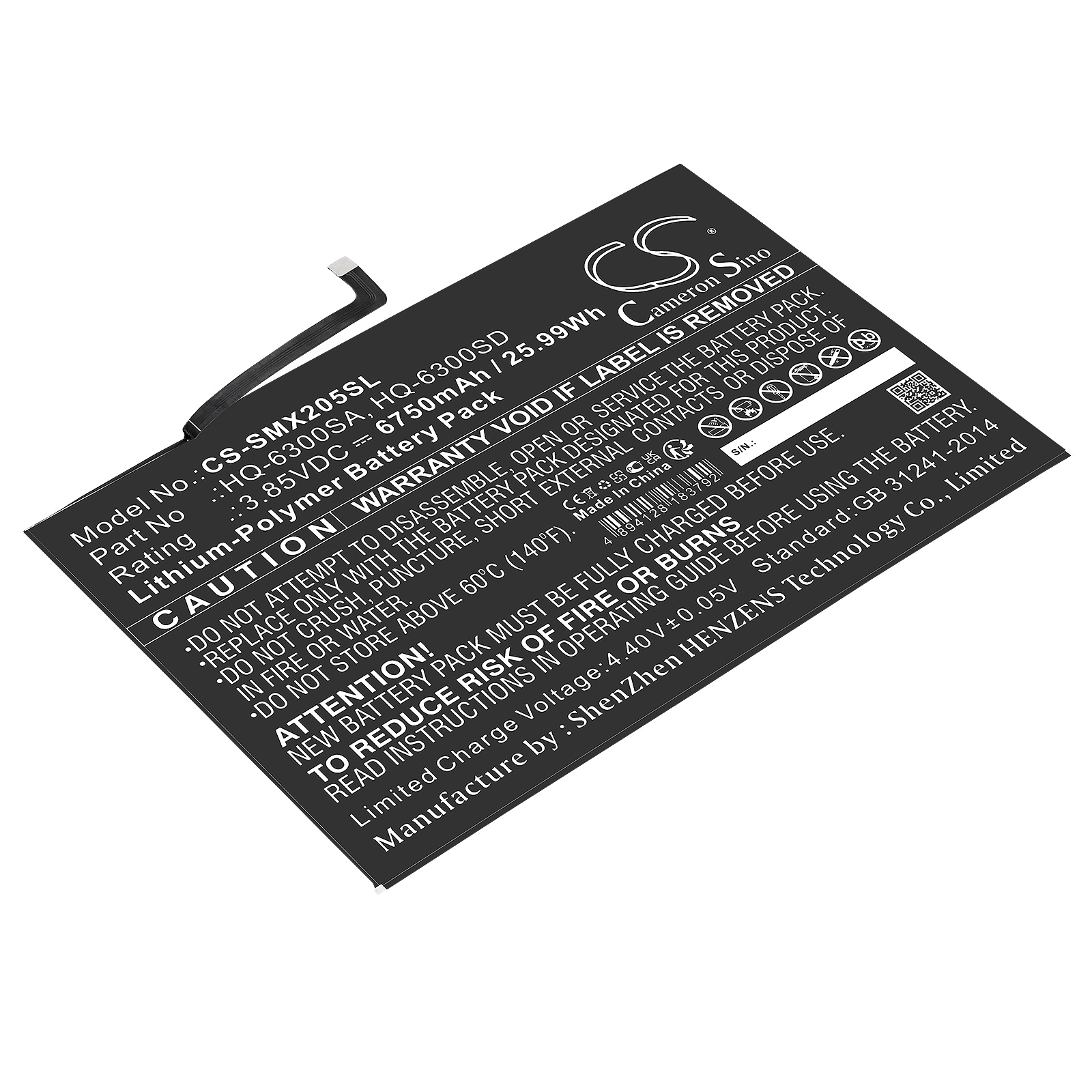 Batteri til nettbrett for Samsung Tab A8 10.5, SM-X200, SM-X205